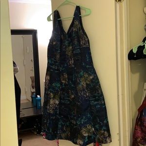 Gorgeous navy/teal/white dress WITH POCKETS